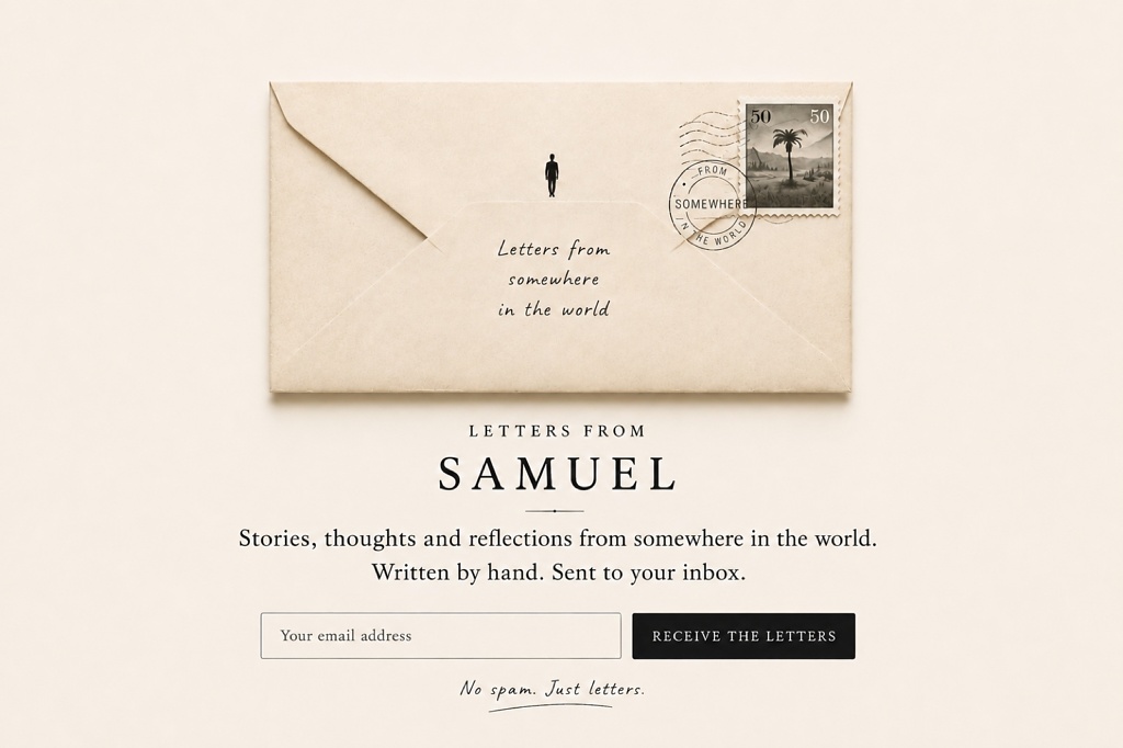 Letters from Samuel, an envelope sent from somewhere in the world